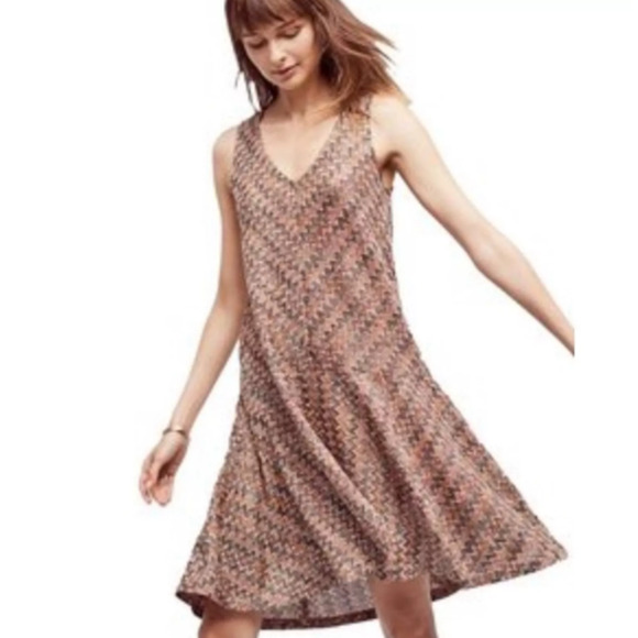 Maeve Dress Women Small Multi Westwear Knit Chevron V Neck High Low Tiered *READ - Picture 15 of 16